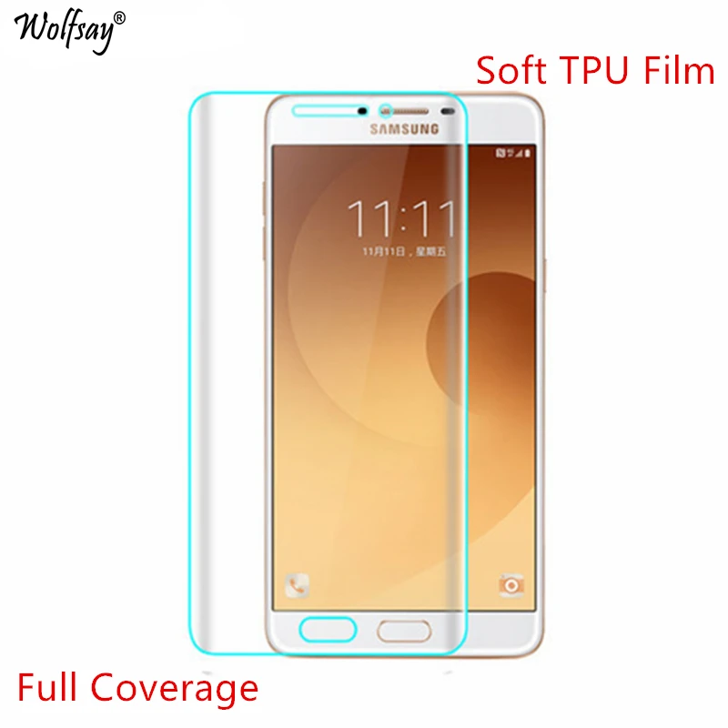 Защитная пленка Wolfsay для Samsung Galaxy C7 Pro нано прозрачная из мягкого ТПУ (не