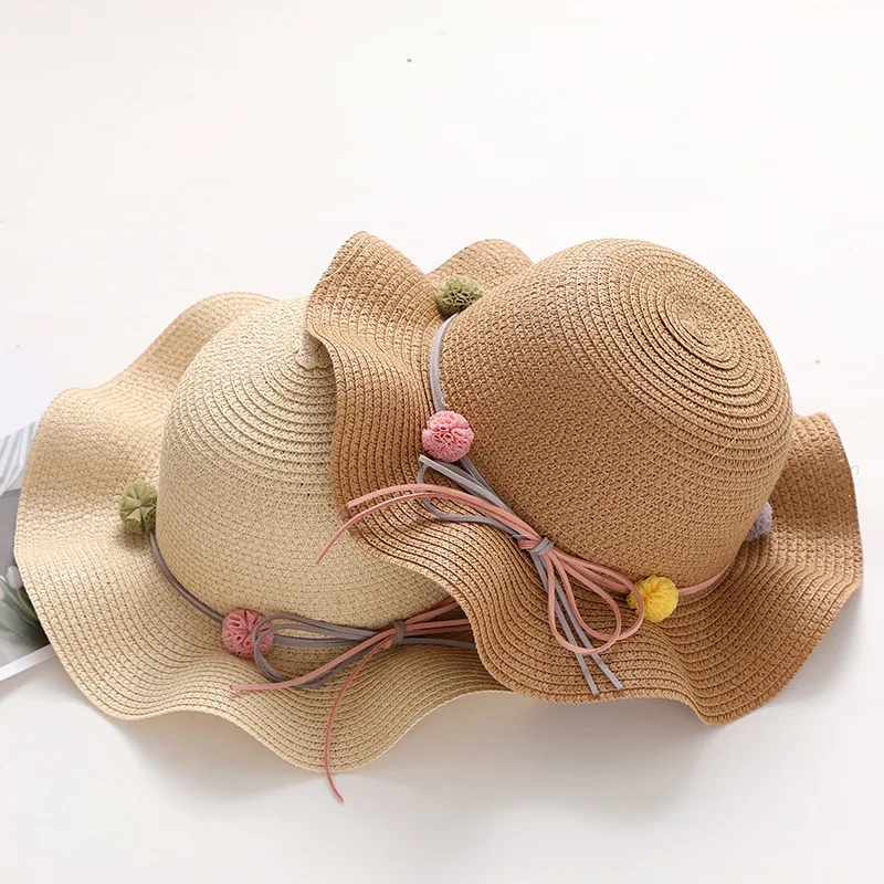 Детская соломенная шляпа простая дикая волосы мяч солнцезащитный крем пляжные