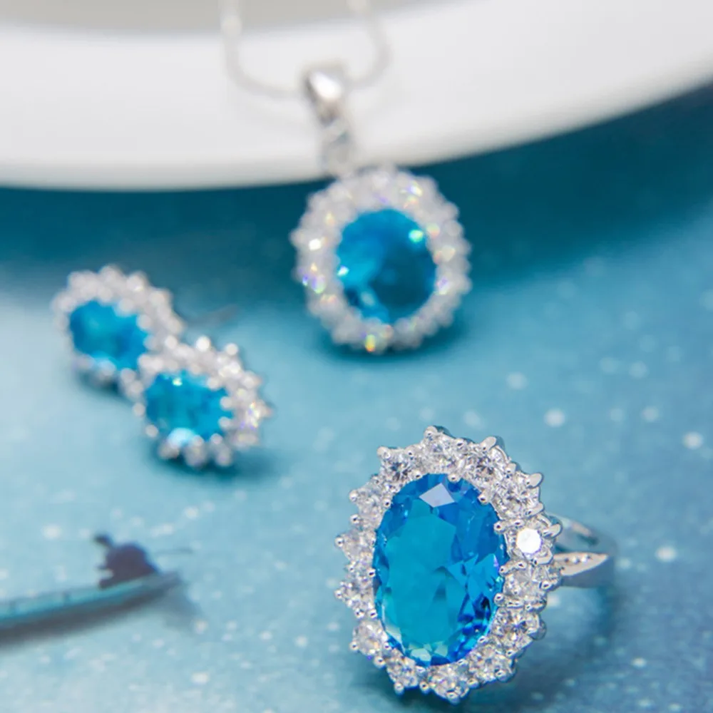 Fashion Necklace Earring Ring Set Rhinestone Pendant Jewelry Bride Bridal Gift For Women | Украшения и аксессуары
