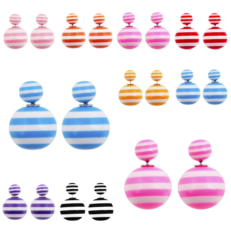 2017 прекрасные толстые полосы конструкций аксессуары два боковых Pearl Stud double Earrings |