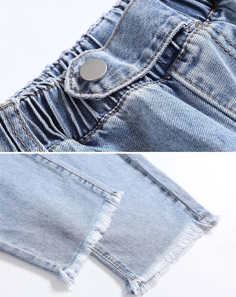

2019 New Summer Women Harem Pants Fashion Slim Mid Waist Jeans Female Elastic Waist Nine Points Loose Trousers Women D236