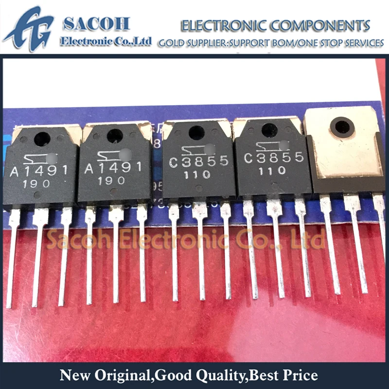 

New Original 5Pairs(10PCS)/Lot 2SA1491 A1491 + 2SC3855 C3855 TO-3P Silicon NPN + PNP Audio Amplifier Transistor