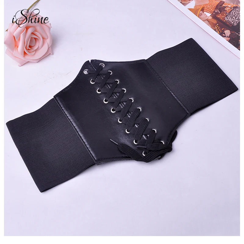 Универсальный женский черный пояс из искусственной кожи с широким поясом на