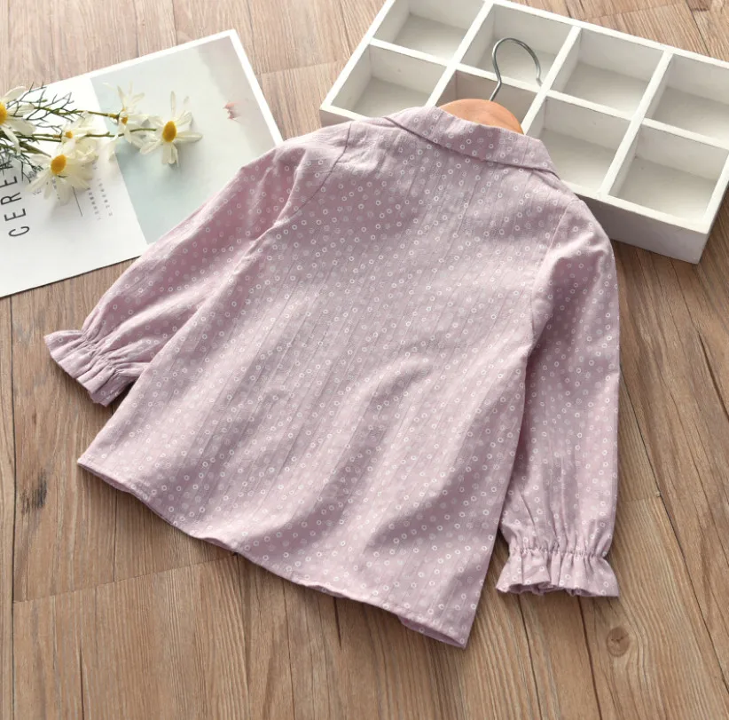 New Summer Autumn Kids Clothes Fashion Long Sleeve Children Shirts Cute Polka Dot Print Baby Girls Cotton Tees Tops Gifts | Детская