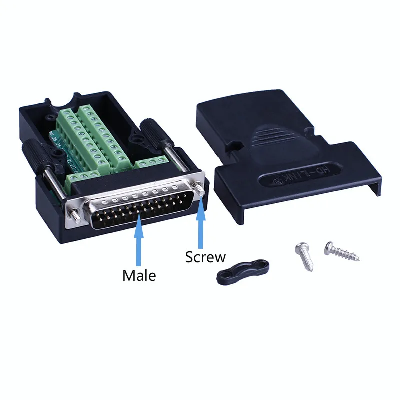 Male Screw D-SUB разъем DB25 мужской/женский 25Pin разъем DB25 Breakout терминал Solderless разъемы - Цвет: Male Screw