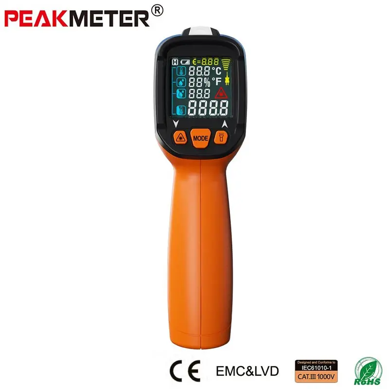PEAKMETER PM6530D ЖК-дисплей Дисплей портативный инфракрасный термометр-50~ 800 с влажности и точки росы Ирт K Тип окружающей среды UV светильник