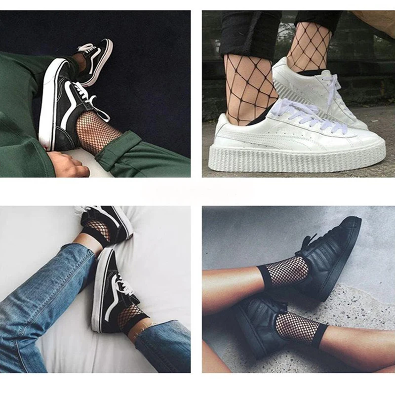 Хит продаж женские ажурные носки Harajuku дышащие в сеточку уличная одежда Chaussette Mesh