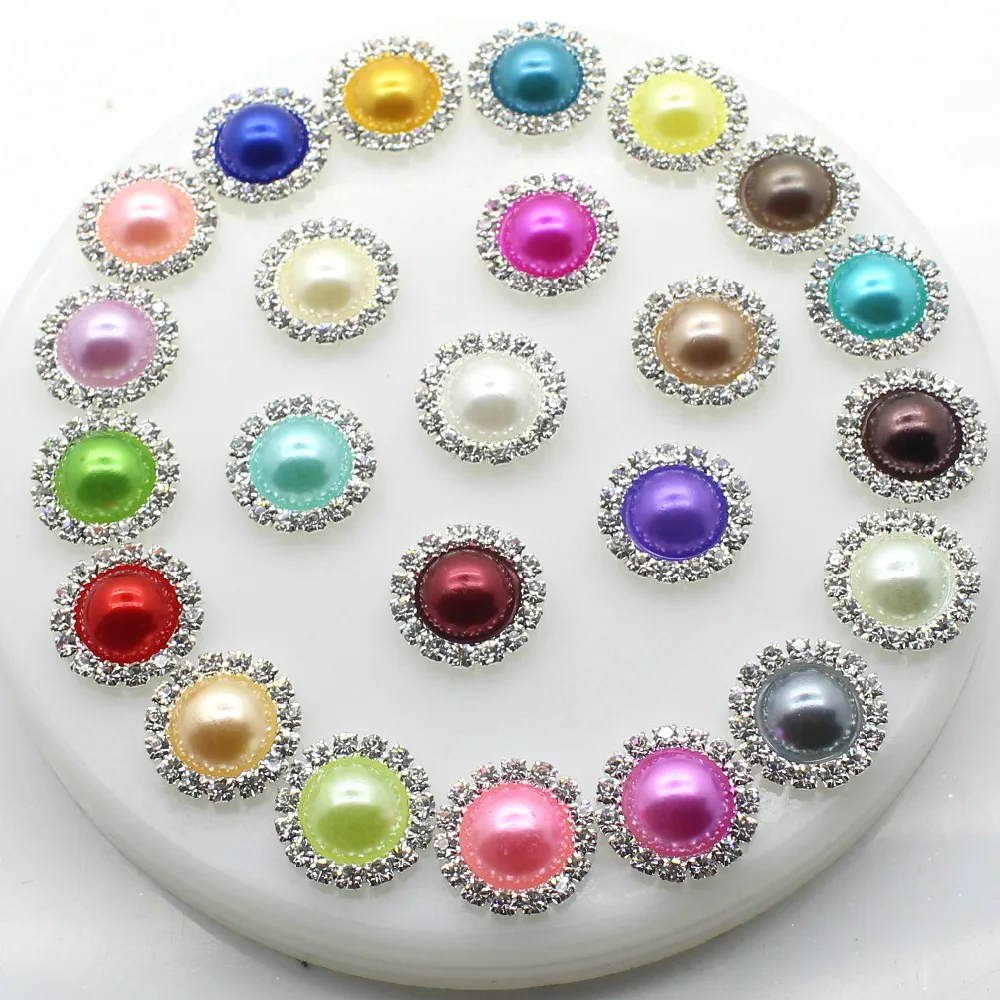 Low Price Full Size 100pcs/lot Flatback Buttons Silver handwork Button Accessories Wedding Decor Mix Color Free Shipping | Дом и сад