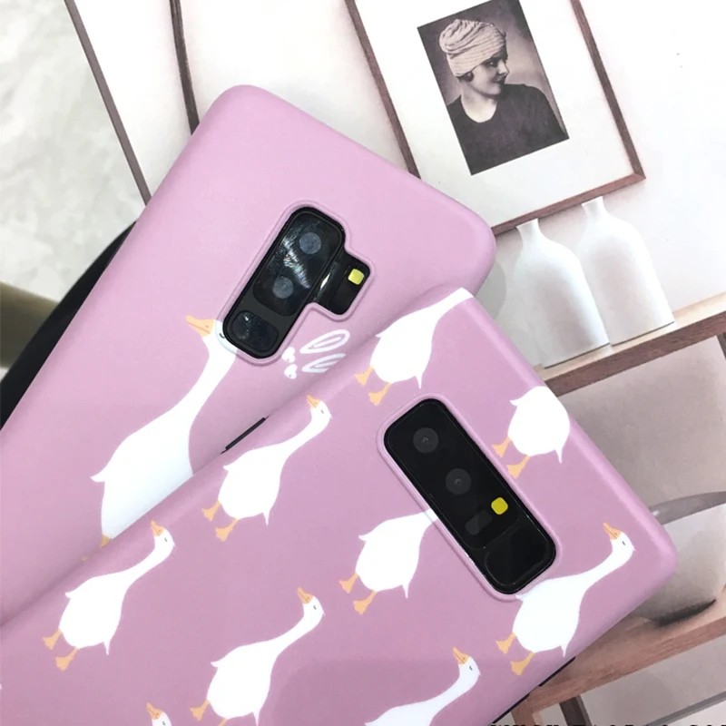 YHBBCASES Cartoon Cute Duckling Soft Cases For Samsung Galaxy S8 S9 Plus Funny Animal Purple Phone Cover Note 8 9 |