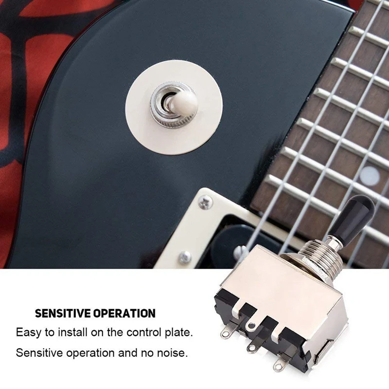 1Pc Guitar 3 Way Toggle Switch Metal Enclosed Selector With Black Tip Knob Replacement Part For Lp Style Electri | Спорт и
