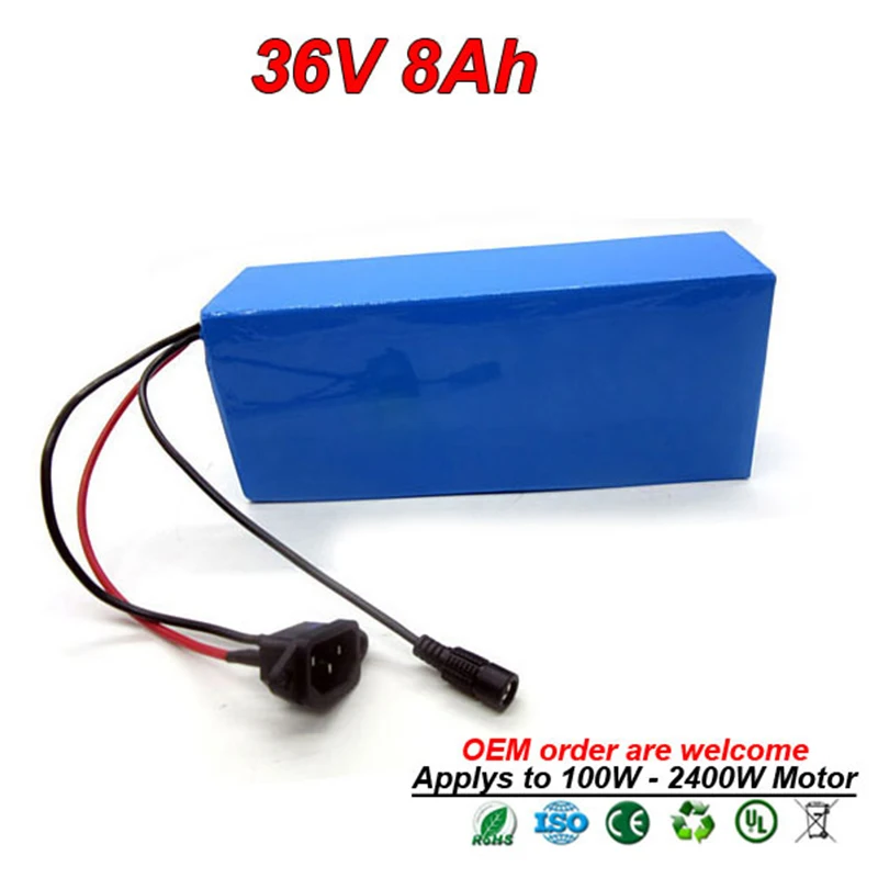 36V 8Ah 500W комплект литий-ионных батарей для электровелосипеда аккумуляторная