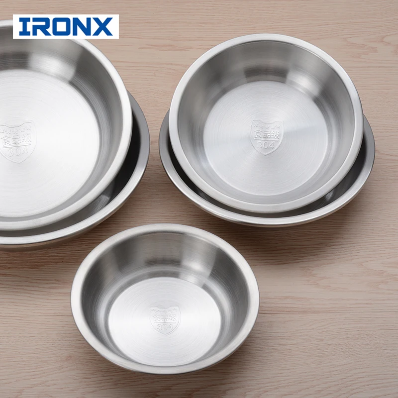 IRONX Экологичные 304 обеденные тарелки из нержавеющей стали, круглые Семейные фруктовые десертные тарелки, поднос для сервировки, матовые полировки, 1 шт