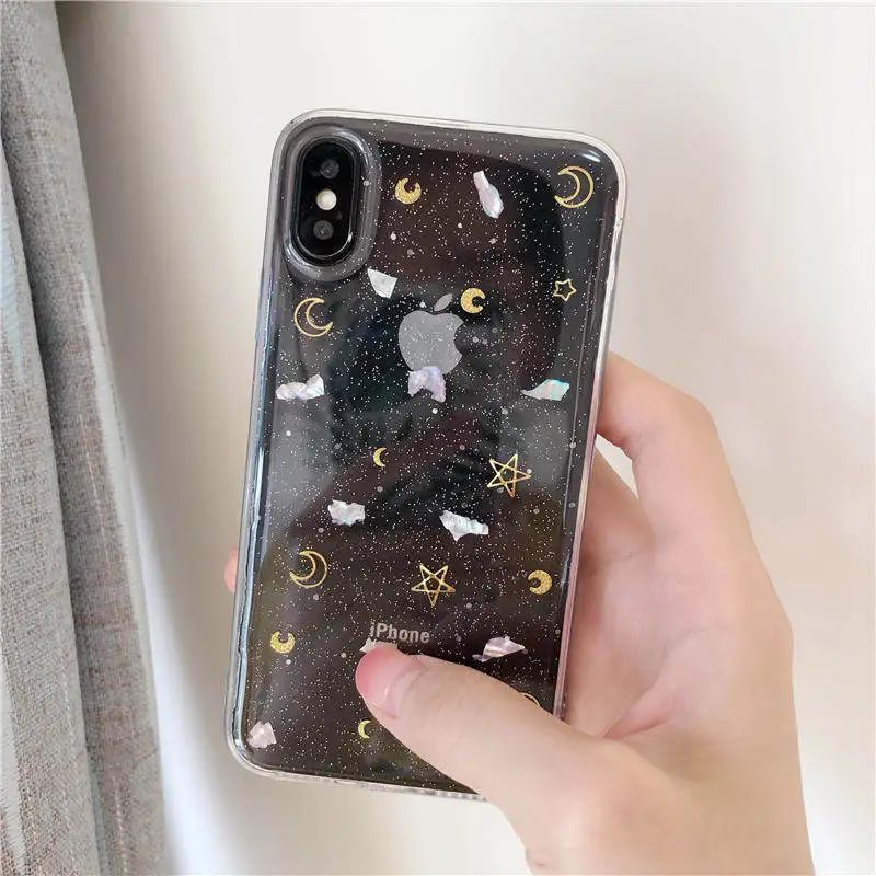 Epoxy Glitter Shell Soft For Iphone 66s 78 78plus x/Xs Xr Xsmax Tpu Transparent Mobile Phone Anti-Fall Sleeve |