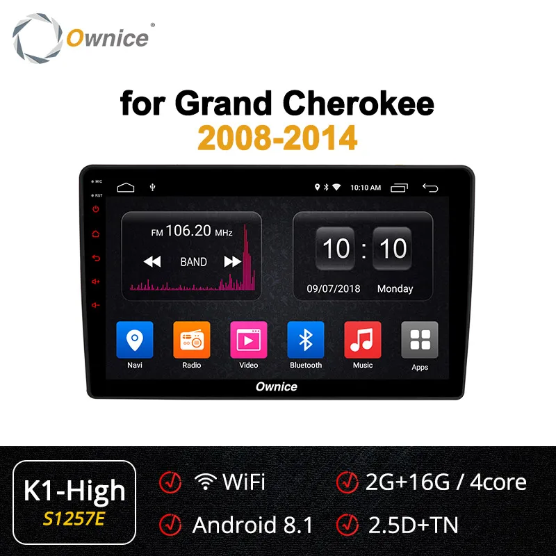 Ownice 10," Android 9,0 8 ядерный автомобильный стерео gps Навигатор Радио для Jeep Grand Cherokee 2008- k3 k5 k6 DSP 4G LTE SPDIF - Цвет: S1257 K1-High