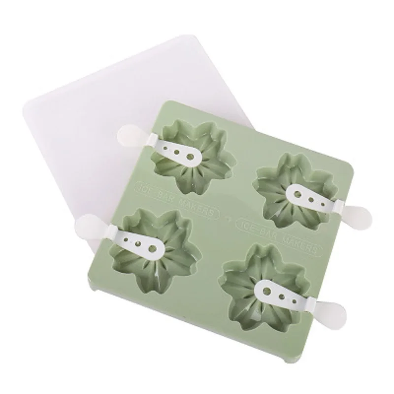 Green Sakura Льда формы для крема 4 отверстия морозильник кошка коготь клубника Сакура ребенок несколько форм эскимо с палочками Diy Мороженое Ванна инструмент - Цвет: Green Sakura