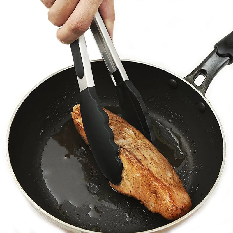 

9" Silicone BBQ Grilling Tong Salad Bread Serving Tong Non-Stick Kitchen Barbecue Grilling Cooking Tong with Joint Lock