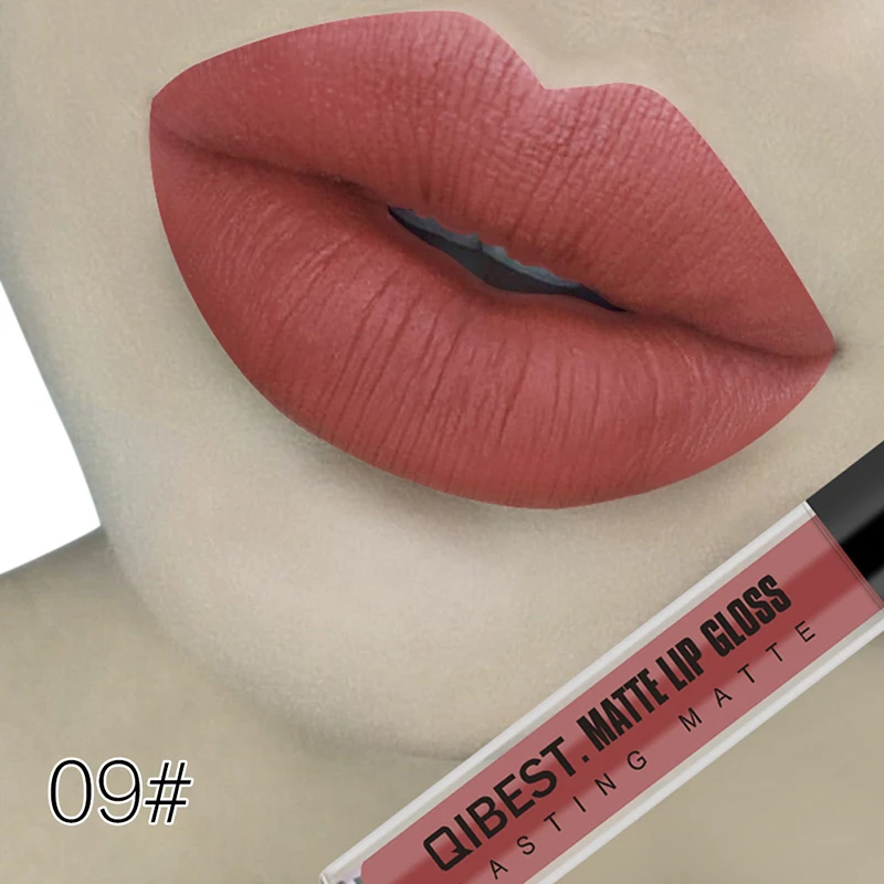 9 Qibest Matte Lipstick Liquid Nude Batom Mate Makeup Waterproof Liquid Lipstick Long Lasting Lip Tint Matte Cosmetic No-stick Cup - Цвет: 9