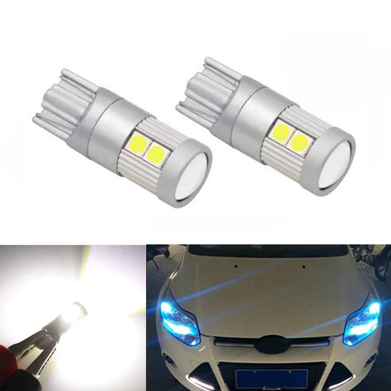 2x T10 W5W светодиодный светильник на танкетке, габаритные лампы для Ford Focus 2 1 Fiesta Mondeo 4 3 Transit Fusion Kuga Ranger Mustang KA S-max