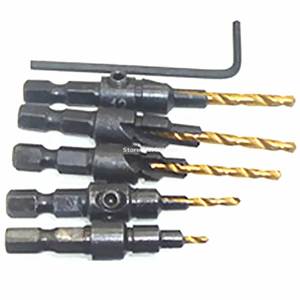 5 шт. 1/4 &quotшестигранный хвостовик быстрая замена древесины титановая Зенковка
