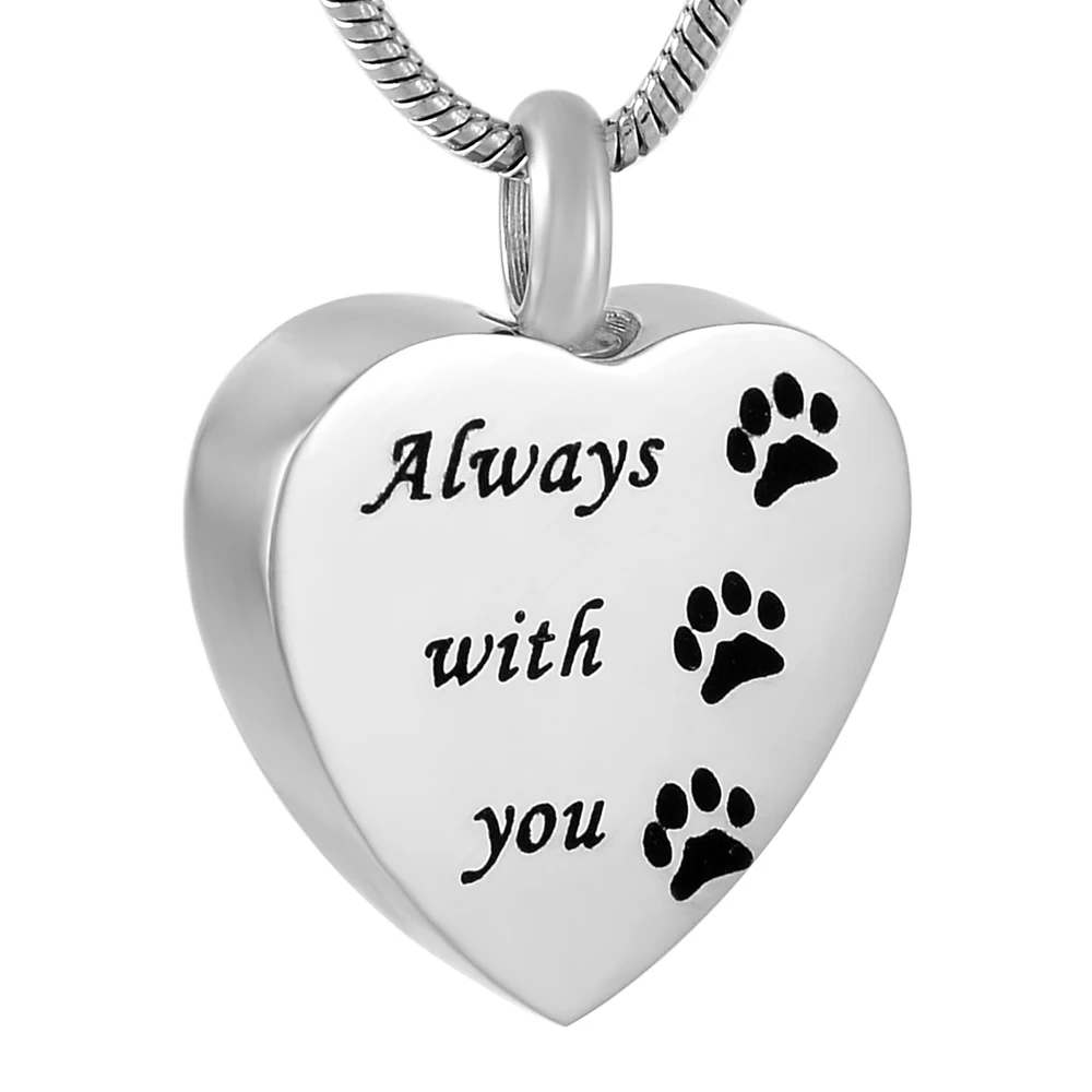

IJD9788 Always In My Heart Stainless Steel Cremation Memorial Pendant Custom Engraved Ashes Urn Souvenir Necklace Jewelry