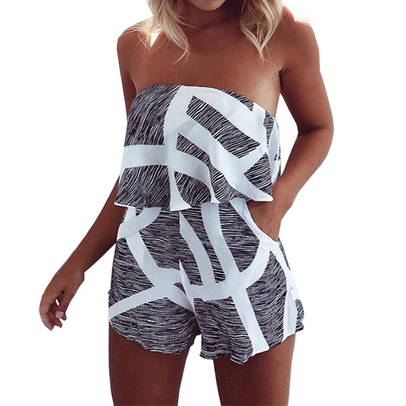 Женский свободный комбинезон с вырезом лодочкой и принтом|rompers womens jumpsuit|women