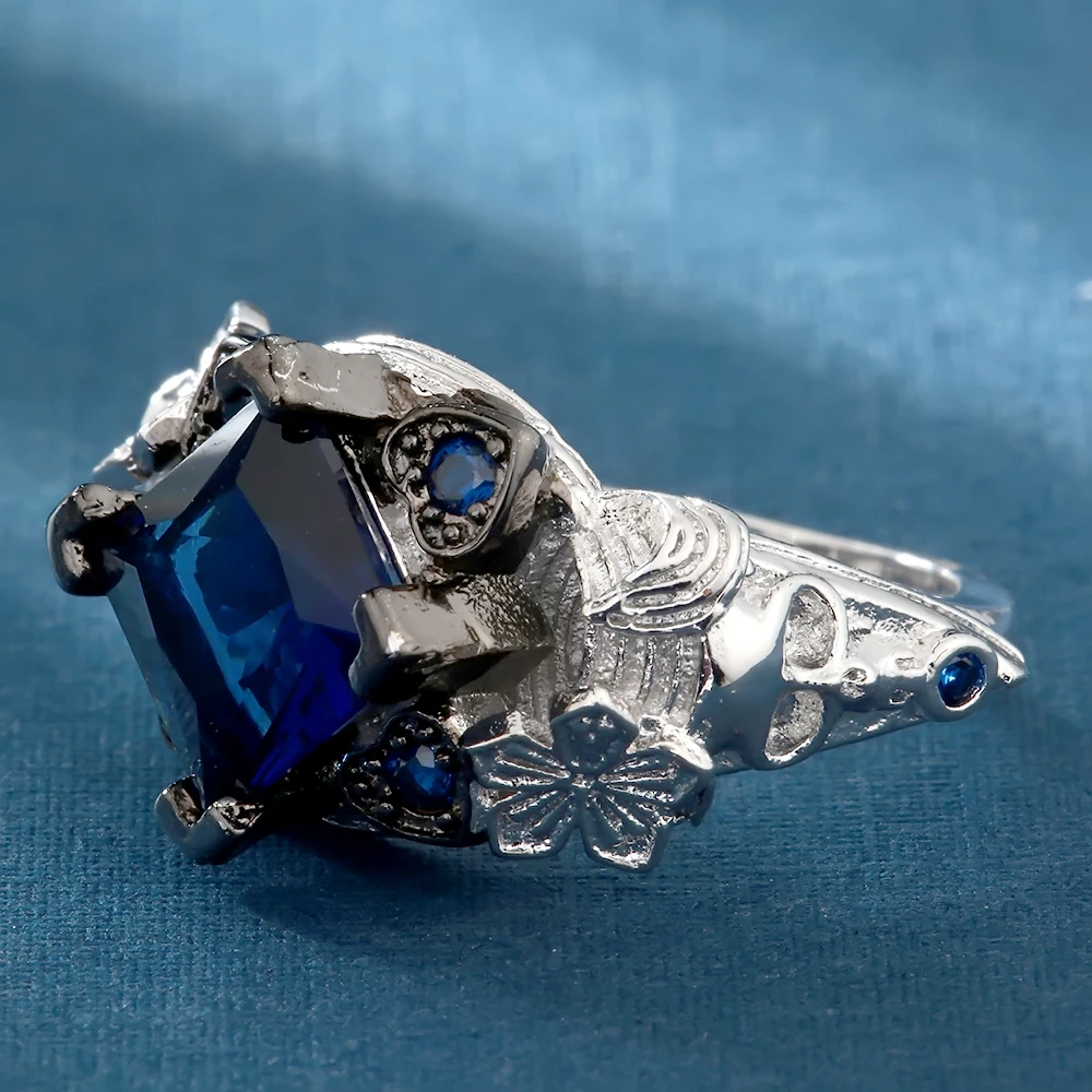 Винтажные ярко синие кольца на палец в виде сердца и зла|finger ring|skull ringring women |