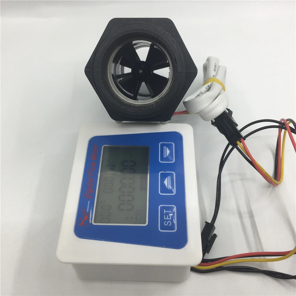 DN40 пластик датчик расхода + ЖК дисплей цифровой измеритель потока