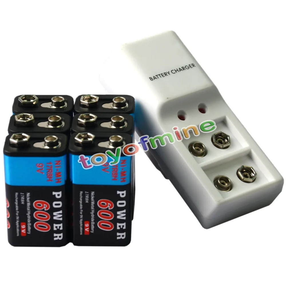 6x9V Power Black 600mAh ni mh аккумуляторная батарея + двойное зарядное