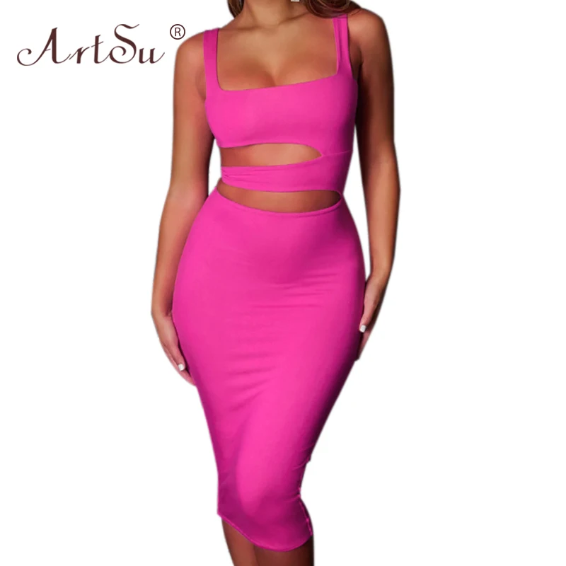 Арцу Слэш шеи выдалбливают сексуальное платье до колена женщин повязки Клубная