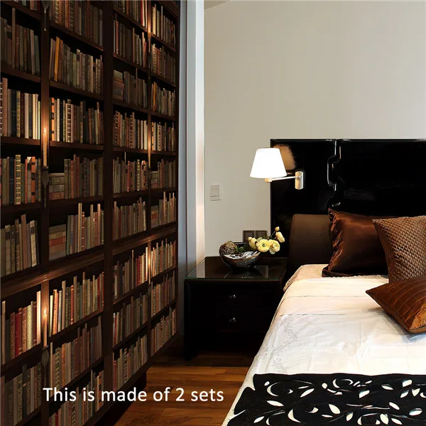 door stick 3D настенная наклейка, винтажный книжный шкаф, деревянные двери, обои для гостиной, спальни, кабинета, украшения для дома, водостойкая Наклейка на стену - Цвет: door stick