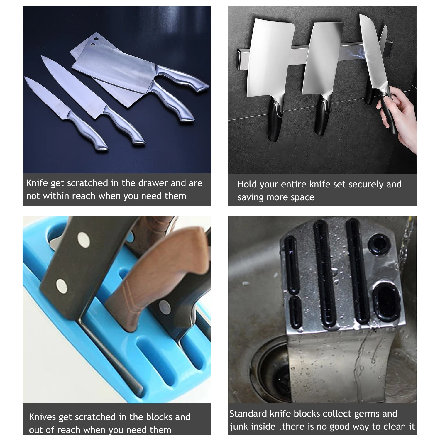 304 Нержавеющая сталь магнитный держатель для ножей настенное крепление