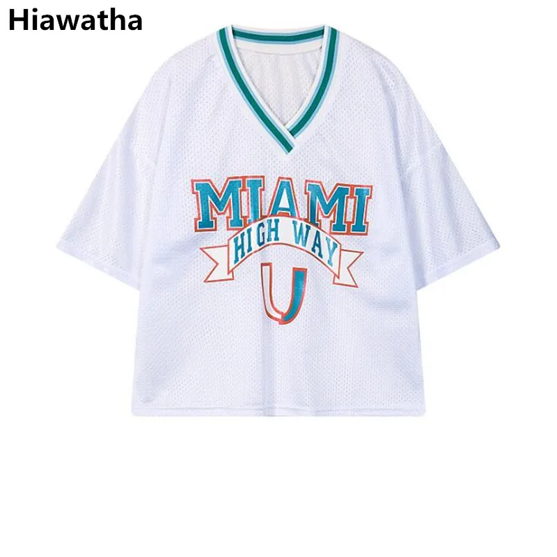 

Гайавате женская летняя футболка с круглым вырезом в стиле Харадзюку Стиль сетчатый костюм из футболки с узором из букв футболки женские по...