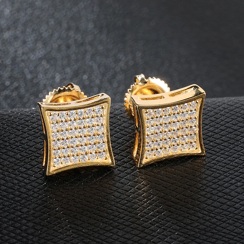 Хип-хоп 1 пара микро полностью проложенные Стразы Циркон CZ квадратное Bling Iced Out