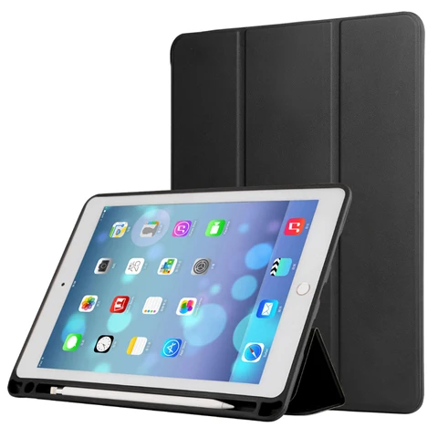 Чехол с карандашом для APPle iPad 9,7 дюймов( Новинка) A1893 A1954, ZVRUA из искусственной кожи, умный чехол с функцией автоматического сна - Цвет: black