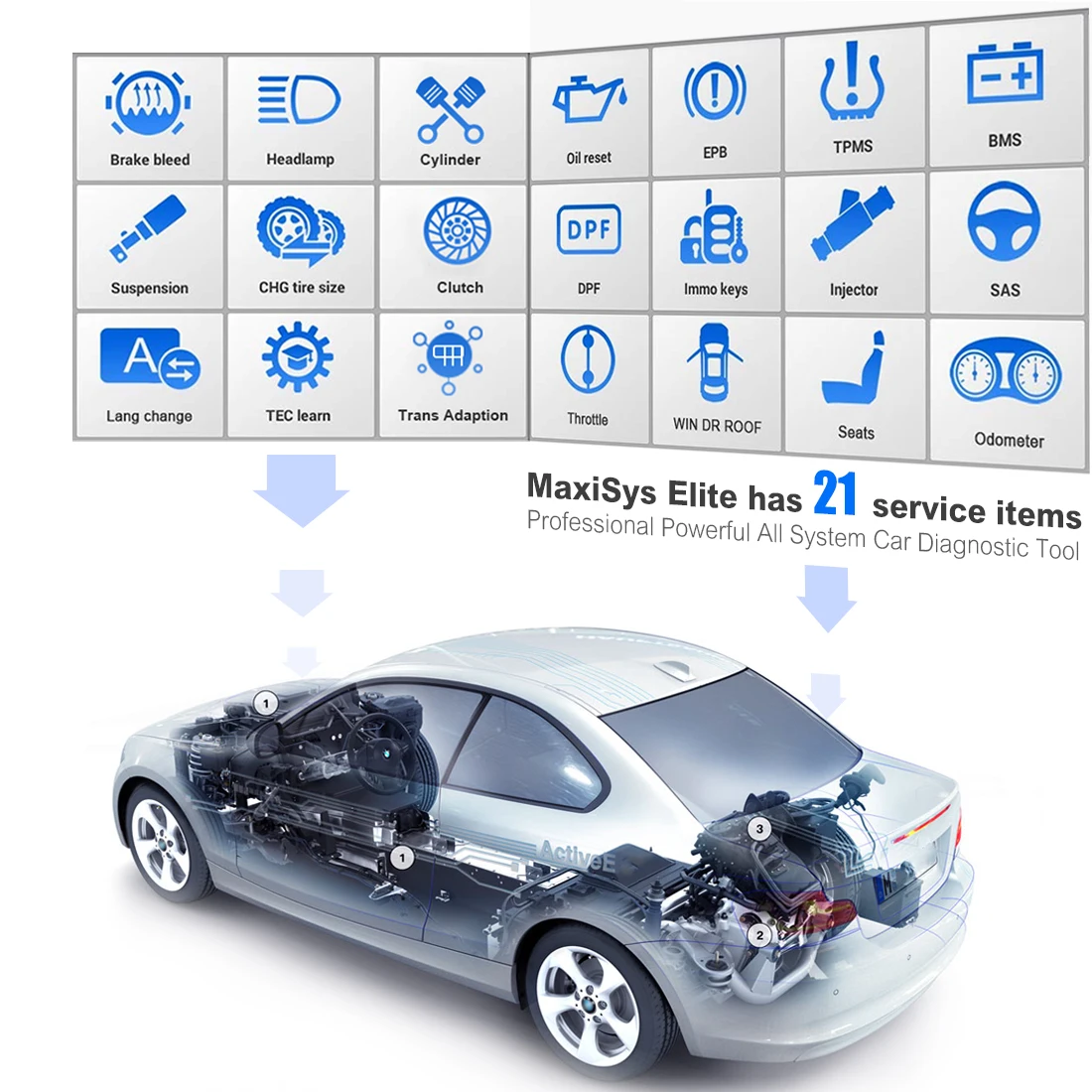 Autel MaxiSys Elite диагностический инструмент J2534 ECU кодирование и программирование Obd2