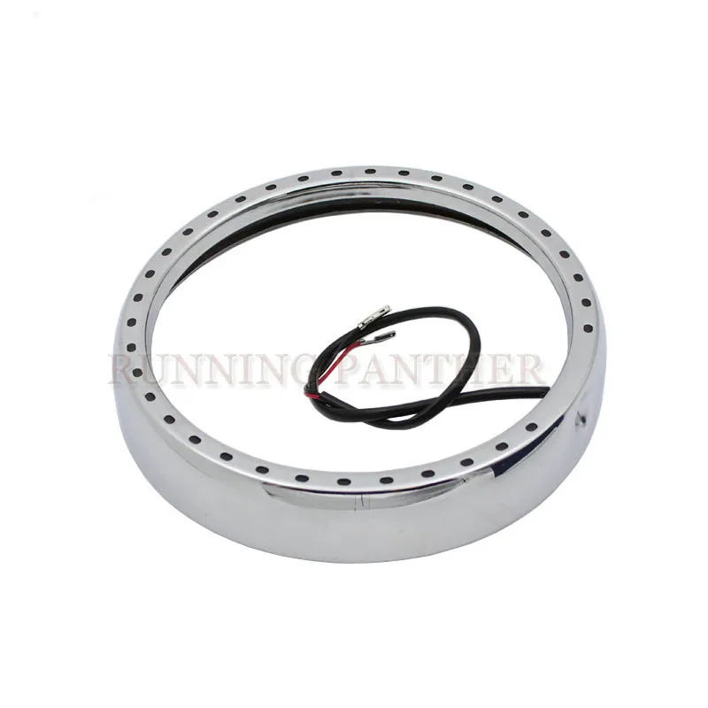 

7" Chrome Headlight Headlamp Trim Ring with LED light For Harley Electra Street Glide Touring