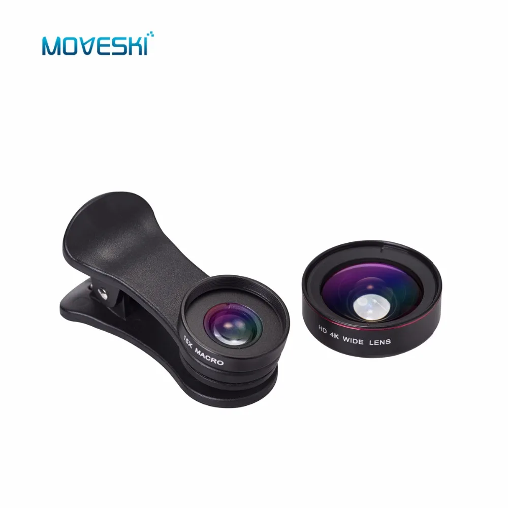Moveski HL016 сотового телефона набор объектива 2-в-1 Широкий формат 4 K HD макрообъектив