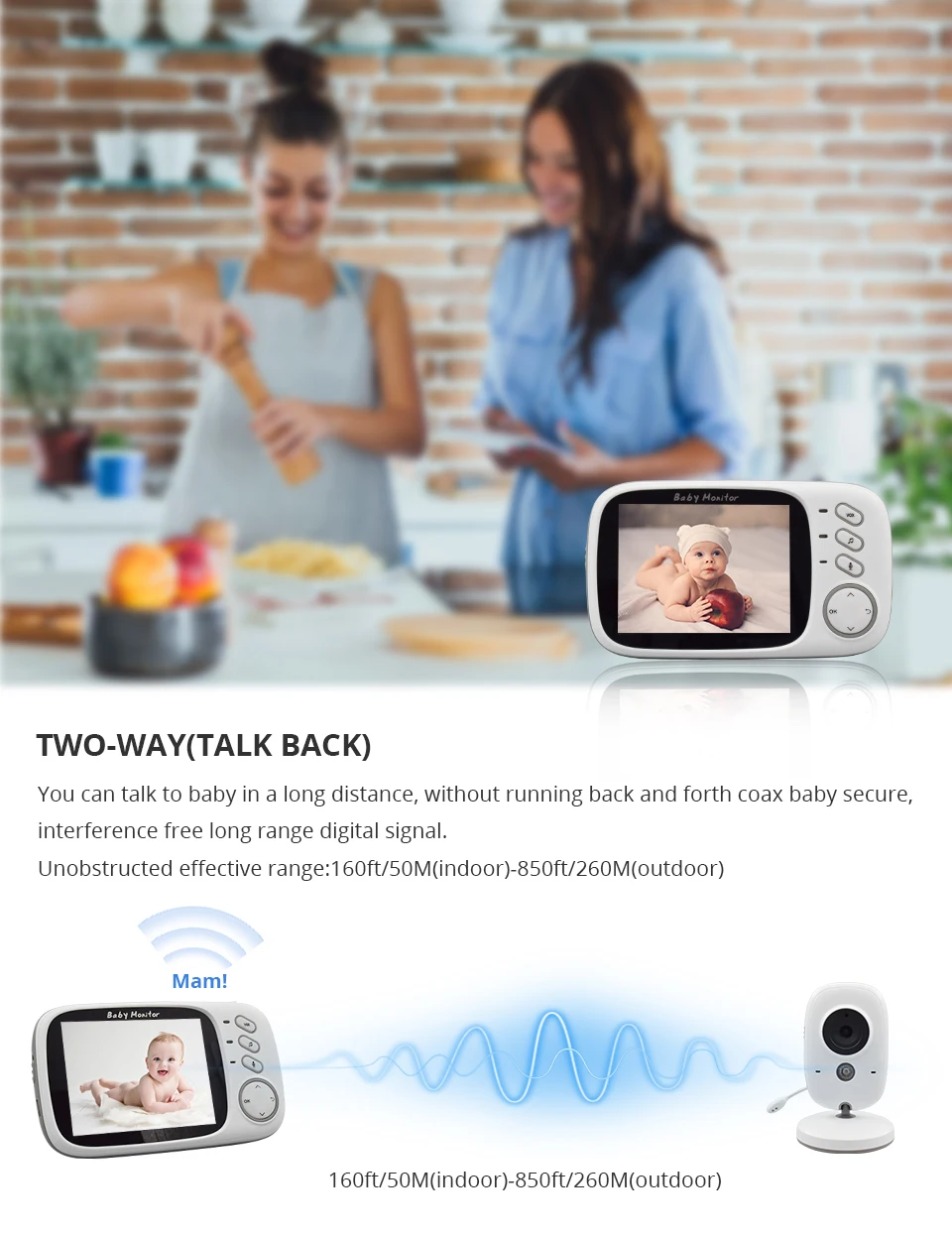 Беспроводной Детский Монитор VB603 3,2 дюймов BeBe Baba электронная няня Радио Видео детская камера няня контроль температуры Камара