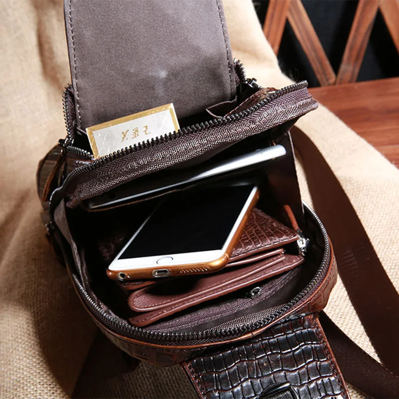 Высокое качество пояса из натуральной кожи для мужчин слинг рюкзак крокодил узор