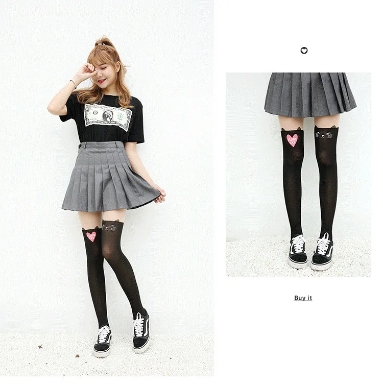 24 Kinds Of Hot Arrived Styles 90cm Women Pantyhose Cute Sexy Cat Pattern Printed Tattoo Cartoon Style Girl's Sheer Stockings