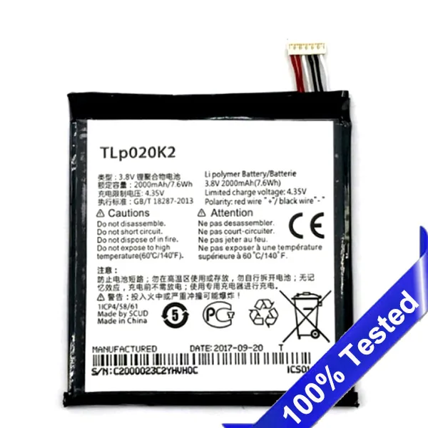 Оригинальный аккумулятор TLp020K2 для Alcatel One Touch 6039H 6039Y 6039K Idol 3 4 7 дюйма TLp020Kj 8 В 2000 мАч