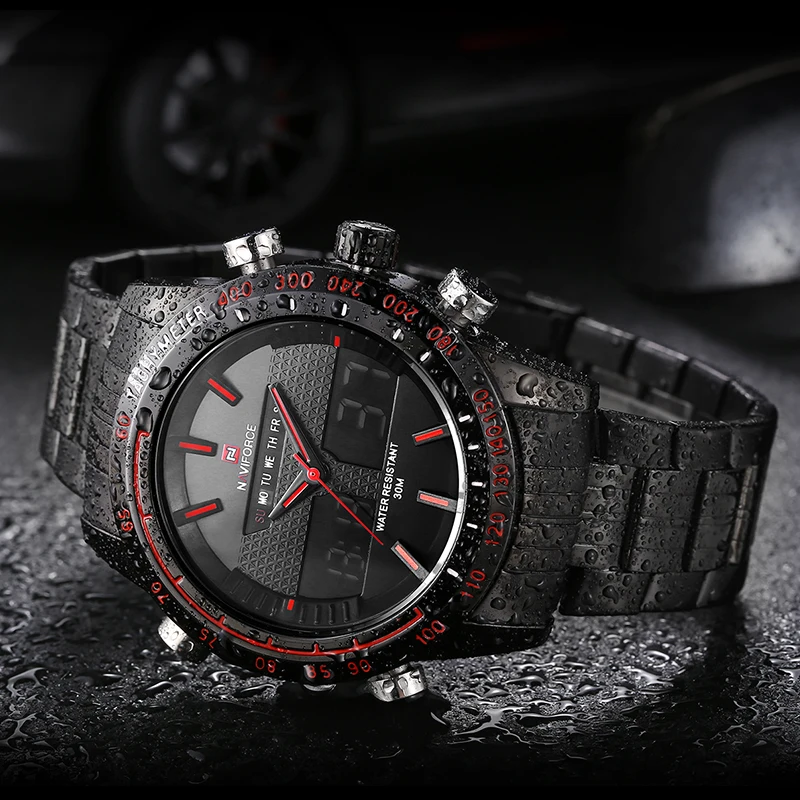 Часы наручные NAVIFORCE Мужские кварцевые модные спортивные брендовые цифровые