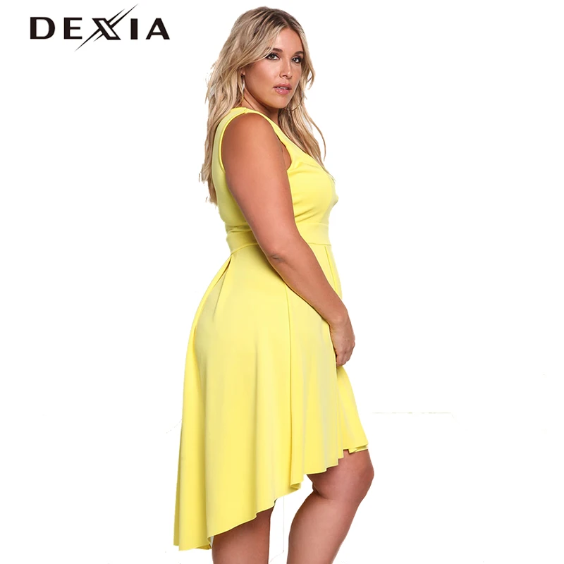 DEXIA Solid Sleeveless V Neck Dress Women 2017 Summer Loose Plus Size Party Dresses Sexy Female Elegant Vestidos Mujer LSD170119 | Женская