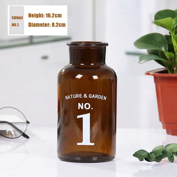 500ml number 1 Стеклянная ваза скандинавского дизайна, европейская декоративная Цветочная композиция для вазы, гидропонная Настольная Ваза для украшения цветов - Цвет: 500ml number 1