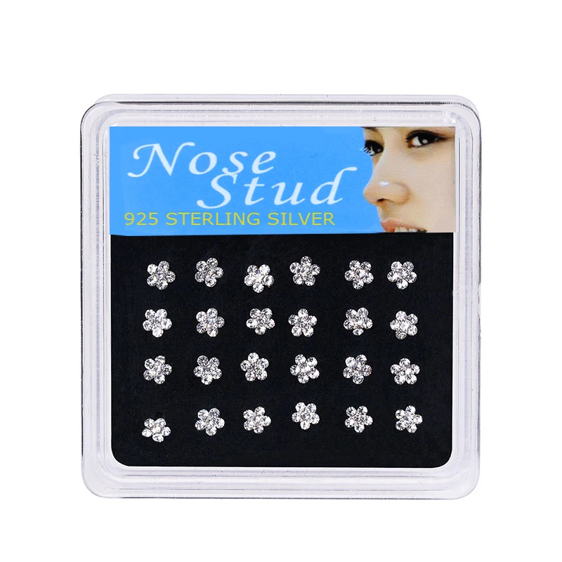 

24PCS Nose Body Piercing for Womens Flower Shape Nose Studs Nose Rings