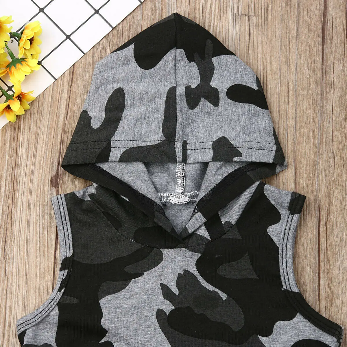 2019 New Fashion Newborn Kids Baby Boys Clothes Clothing Set Camo Sleeveless Hooded Tops Pants Shorts Outfits |