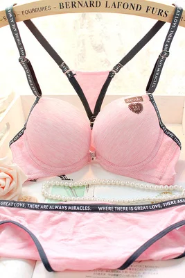 2014 новый модный красивый 100% хлопковый бюстгальтер пуш ап комплект нижнего белья