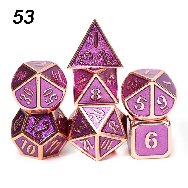 Chengshuo игральные кости DND Металл РГП набор многогранных Подземелья и Драконы d20 10 8 12 настольная игра цинковый сплав Серебристые цифровые кубики узор - Цвет: 53