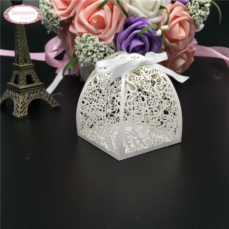 50 шт. розы Свадебная коробка свадебные подарки для гостей подарков упаковка