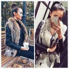 меховой жилет Енота Меховым Воротником Жилет Природный трикотажные Кролика меховые жилетки Меховой Жилет Жилеты жилет меховой Зима Для Женщин Розничная Торговляоптовая торговля жилежилет меховая жилетка